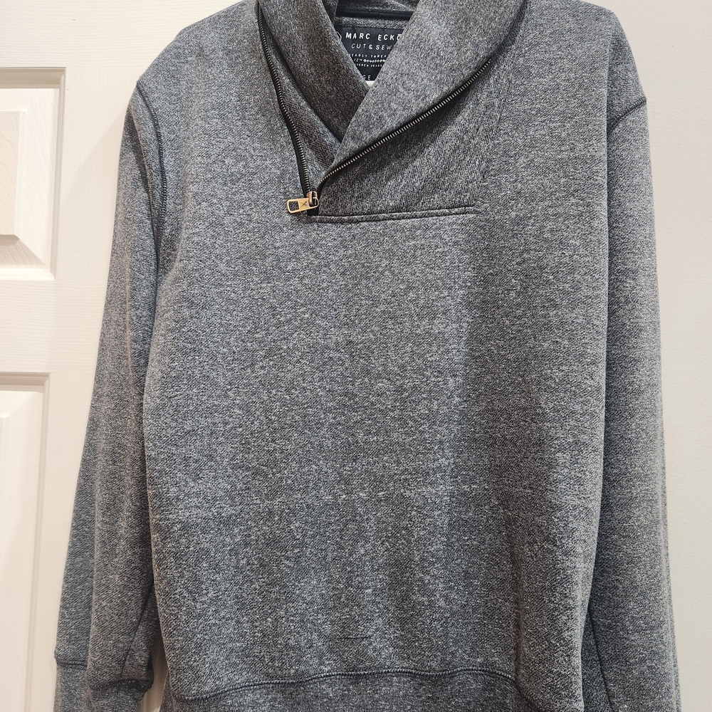 Marc Ecko Mens Cut & Sew Cowl Neck Gray Long Sleeve Sweatshirt L